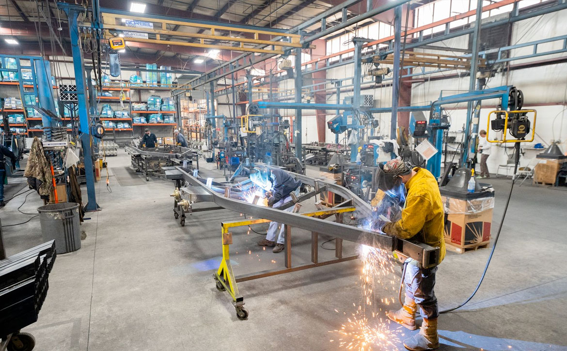 The Marine Components team making boat trailers.