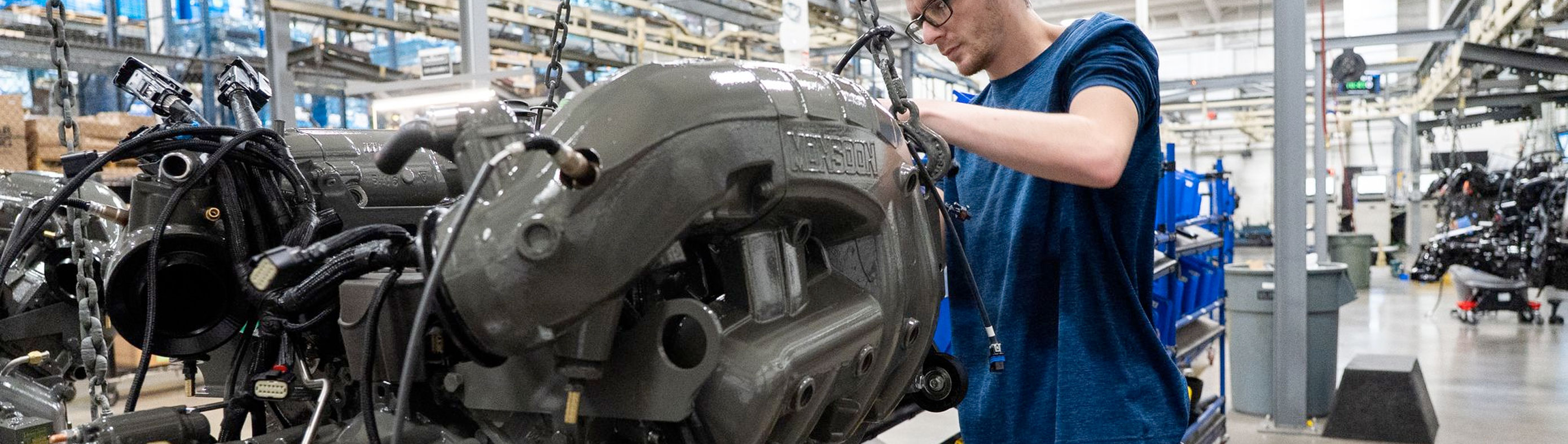 Monsoon Engines on assembly line at Marine Components.