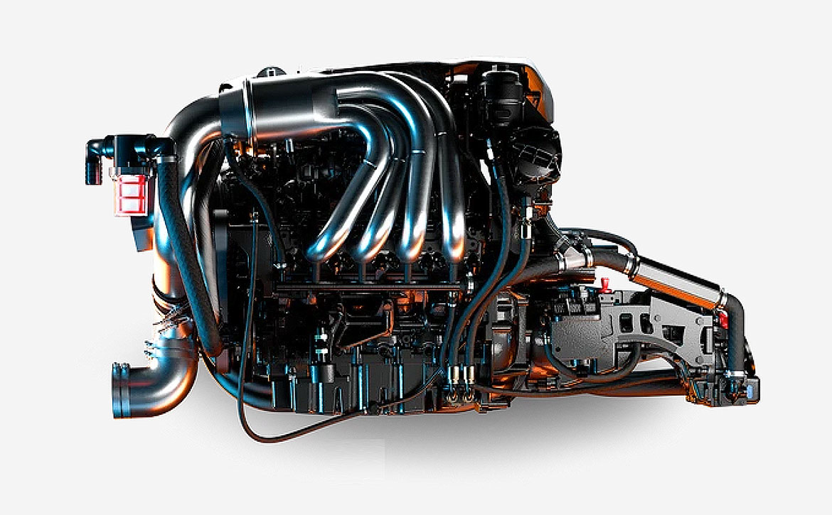 Supercharged L4 Monsoon Engine by Marine Components.